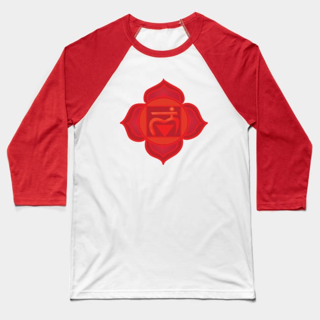 Muladhara Red Chakra Baseball T-Shirt by Manitarka